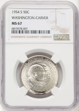 1954-S 50C Washington-Carver Commemorative Silver NGC MS67 (778456003)