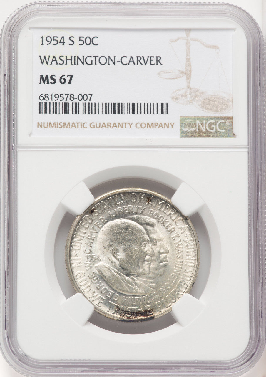 1954-S 50C Washington-Carver Commemorative Silver NGC MS67 (778456003)