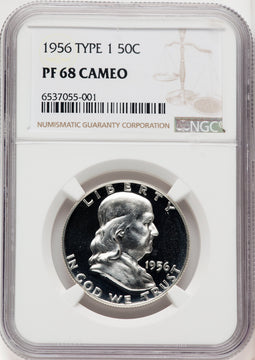 1956 50C Type 1 CA Proof Franklin Half Dollar NGC PR68