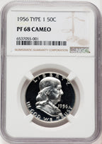 1956 50C Type 1 CA Proof Franklin Half Dollar NGC PR68