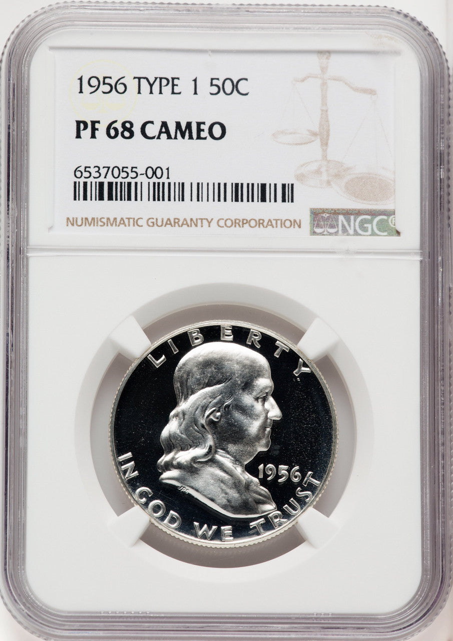 1956 50C Type 1 CA Proof Franklin Half Dollar NGC PR68