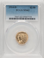 1914-D $2.50 Indian Quarter Eagle PCGS MS62 (772379002)