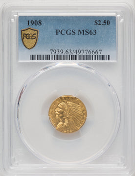 1908 $2.50 Indian Quarter Eagle PCGS MS63 (772279010)