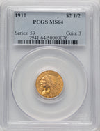 1910 $2.50 Indian Quarter Eagle PCGS MS64 (772268020)