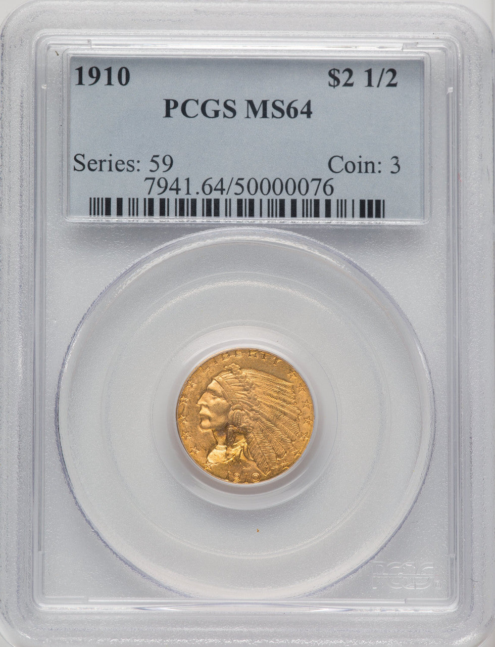 1910 $2.50 Indian Quarter Eagle PCGS MS64 (772268020)