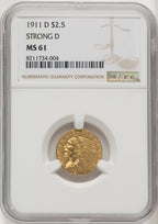 1911-D $2.50 Indian Quarter Eagle NGC MS61 (771941006)