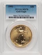 1992 $50 One-Ounce Gold Eagle Blue Gradient PCGS MS70