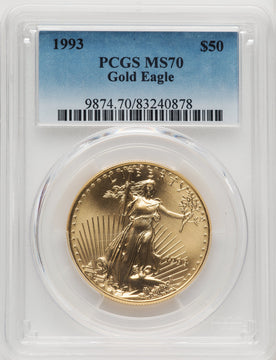 1993 $50 One-Ounce Gold Eagle Blue Gradient PCGS MS70
