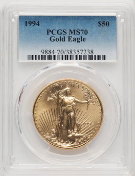 1994 $50 One-Ounce Gold Eagle Blue Gradient PCGS MS70