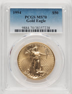 1994 $50 One-Ounce Gold Eagle Blue Gradient PCGS MS70