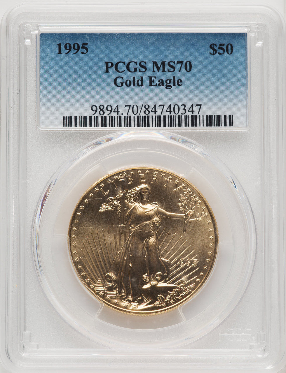 1995 $50 One-Ounce Gold Eagle Blue Gradient PCGS MS70