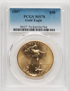 1997 $50 One-Ounce Gold Eagle Blue Gradient PCGS MS70