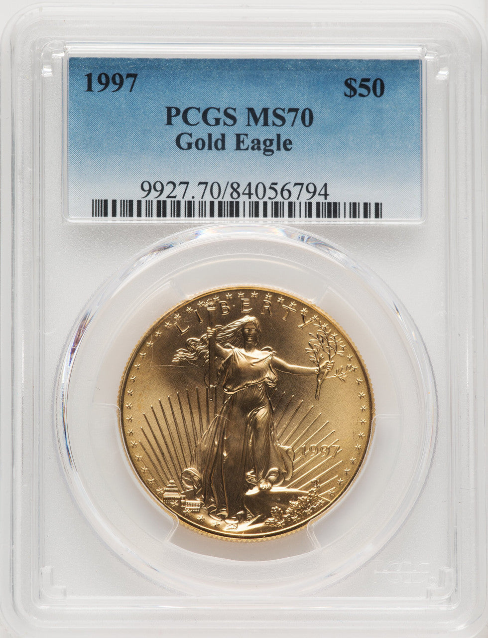 1997 $50 One-Ounce Gold Eagle Blue Gradient PCGS MS70