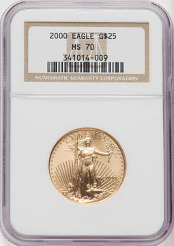 2000 $25 Half-Ounce Gold Eagle Brown Label NGC MS70 (772072027)