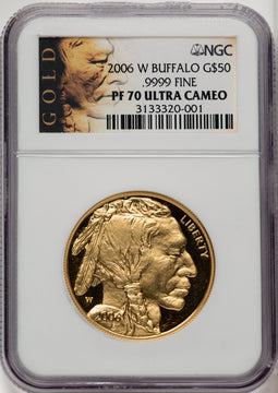2006-W $50 One-Ounce Gold Buffalo .9999 Fine Gold NGC PF70 (772445001)