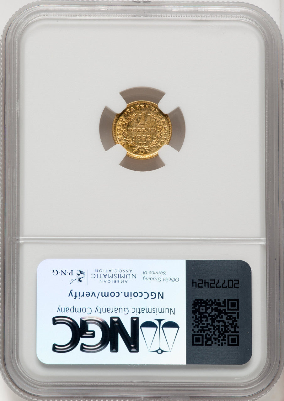 1852-D G$1 Gold Dollar NGC MS62