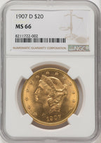 1907-D $20 Liberty Double Eagle NGC MS66 (771404004)