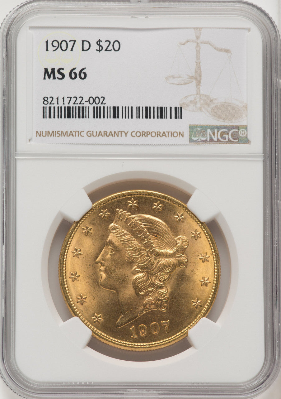 1907-D $20 Liberty Double Eagle NGC MS66 (771404004)