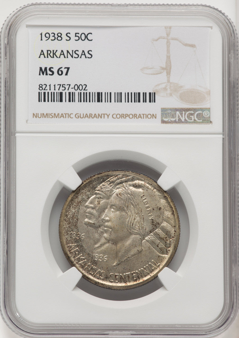 1938-S 50C Arkansas Commemorative Silver NGC MS67 (771662007)