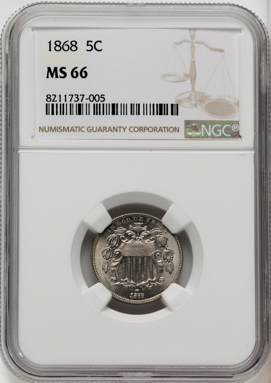 1868 5C Shield Nickel NGC MS66 (771368005)