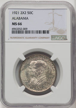 1921 50C Alabama 2X2 Commemorative Silver NGC MS66 (910522021)