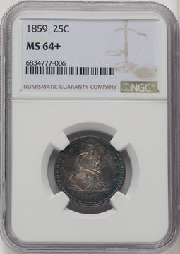 1859 25C Seated Quarter NGC MS64+