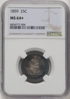 1859 25C Seated Quarter NGC MS64+