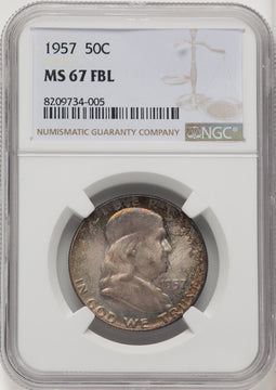 1957 50C FL Franklin Half Dollar NGC MS67 (910276066)