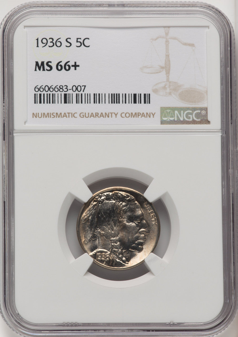 1936-S 5C Buffalo Nickel NGC MS66+ (910325070)