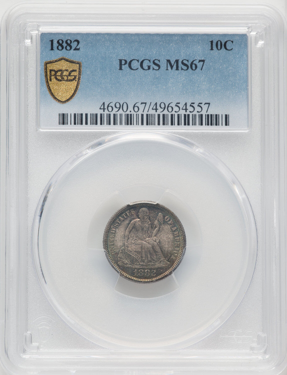 1882 10C Seated Dime PCGS MS67