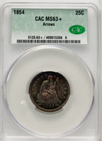 1854 25C ARROWS CACG Plus Seated Quarter CACG MS63+