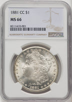 1881-CC Morgan Dollar NGC MS66 (771085017)
