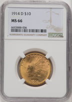 1914-D $10 Indian Eagle NGC MS66