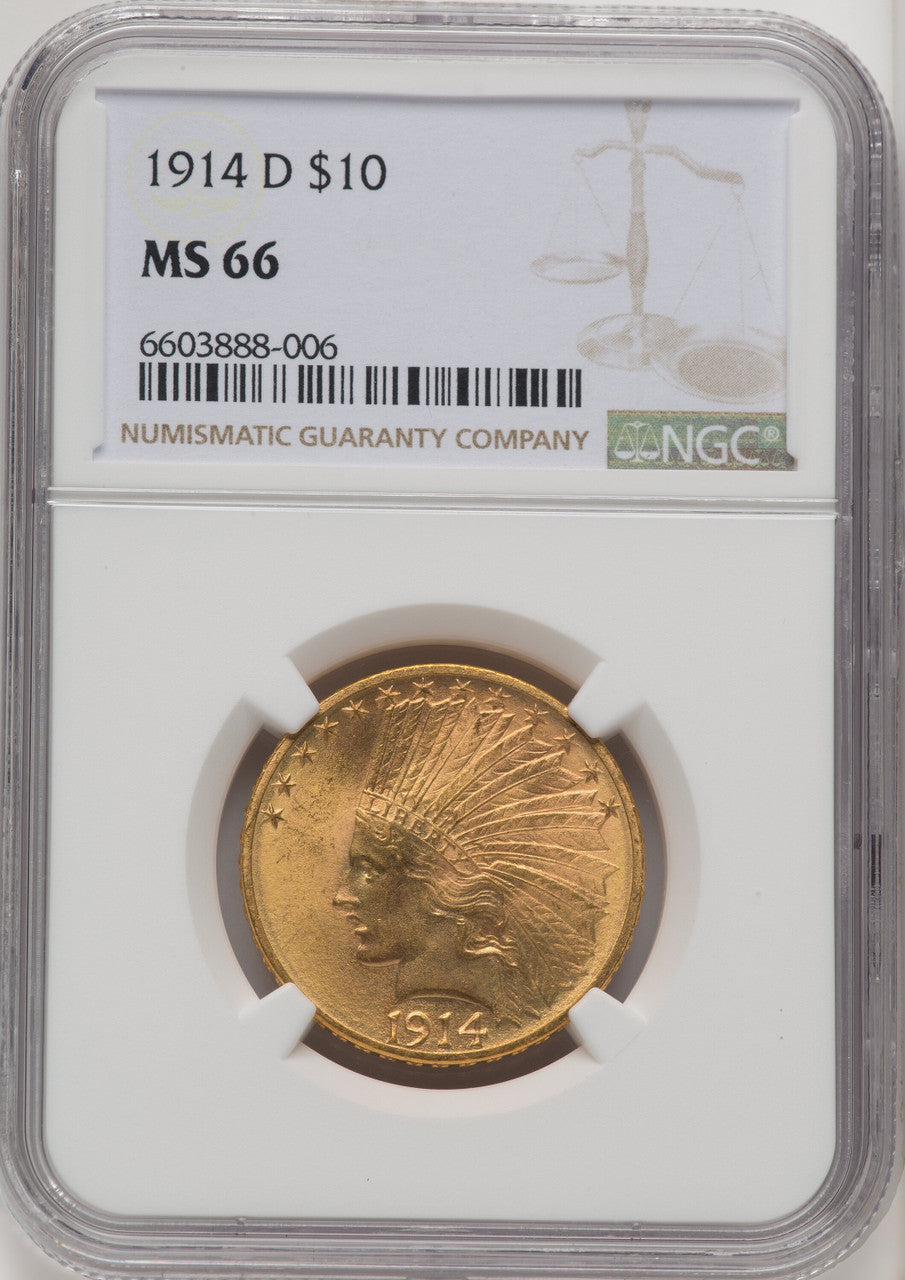 1914-D $10 Indian Eagle NGC MS66