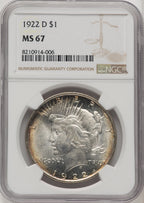 1922-D Peace Dollar NGC MS67
