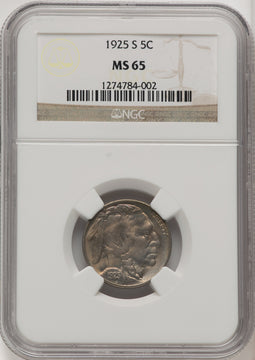 1925-S 5C Buffalo Nickel NGC MS65 (767790001)