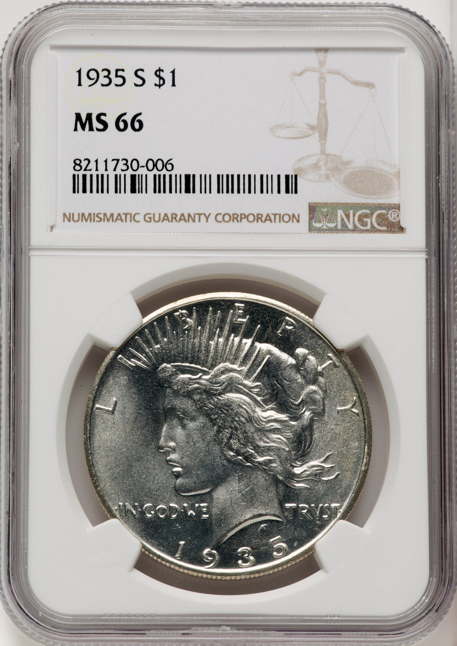 1935-S Peace Dollar NGC MS66