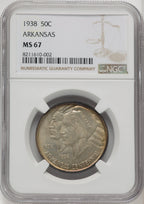 1938 50C Arkansas Commemorative Silver NGC MS67 (771368038)