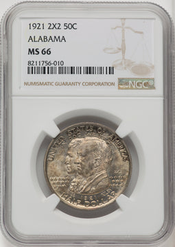 1921 50C Alabama 2X2 Commemorative Silver NGC MS66 (771368036)