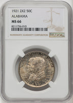 1921 50C Alabama 2X2 Commemorative Silver NGC MS66 (771368036)