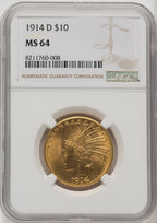 1914-D $10 Indian Eagle NGC MS64 (503654026)