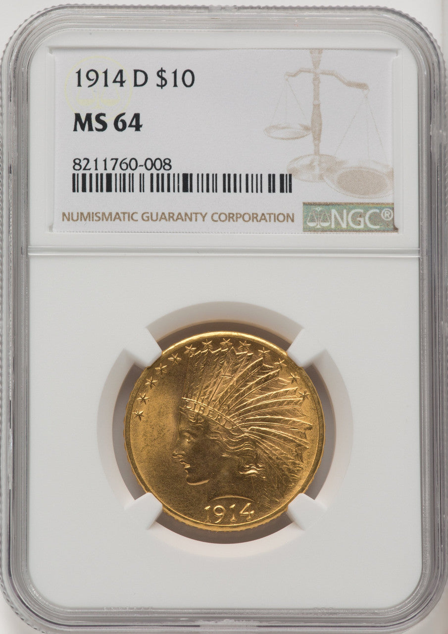 1914-D $10 Indian Eagle NGC MS64 (503654026)