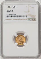 1887 G$1 Gold Dollar NGC MS67