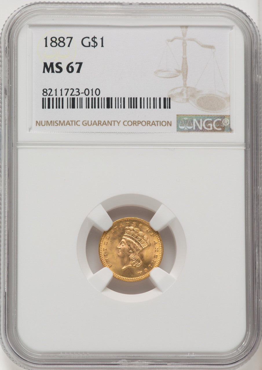 1887 G$1 Gold Dollar NGC MS67