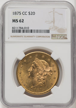 1875-CC $20 Liberty Double Eagle NGC MS62
