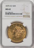 1875-CC $20 Liberty Double Eagle NGC MS62