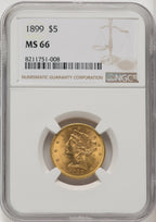 1899 $5 Liberty Half Eagle NGC MS66 (771353010)