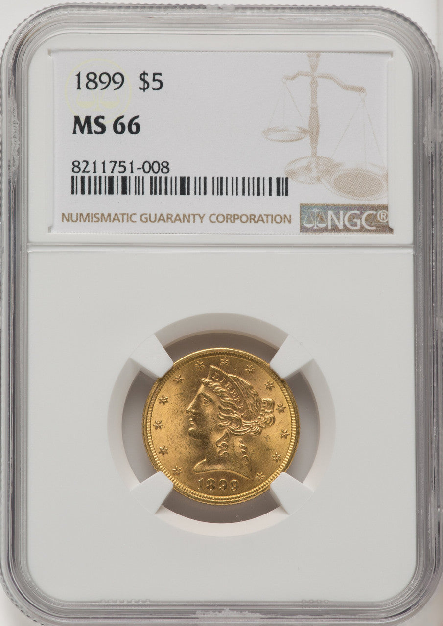 1899 $5 Liberty Half Eagle NGC MS66 (771353010)