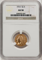 1914 $2.50 Indian Quarter Eagle NGC AU58
