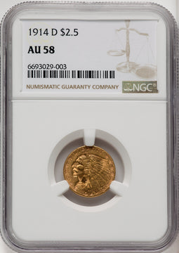 1914-D $2.50 Indian Quarter Eagle NGC AU58 (772501017)